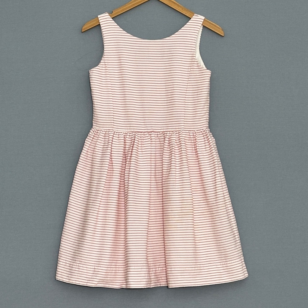 Polo Ralph Lauren Girls Dress 14 Pink White Striped Fit Flare Classic Preppy
